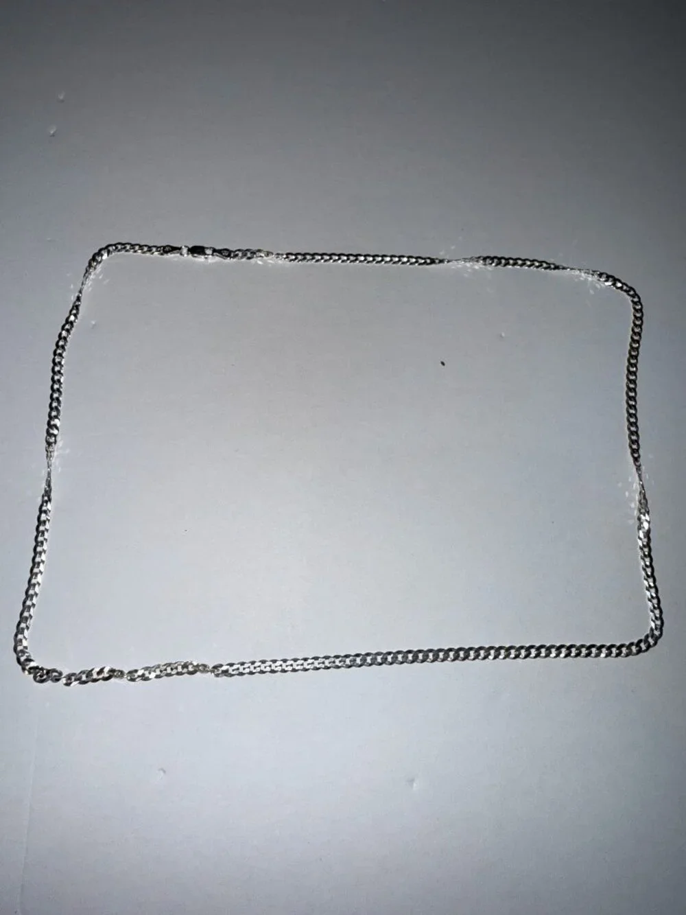 US Jewels Curb Chain Necklace Silver Tone with Gift Box Chain Only